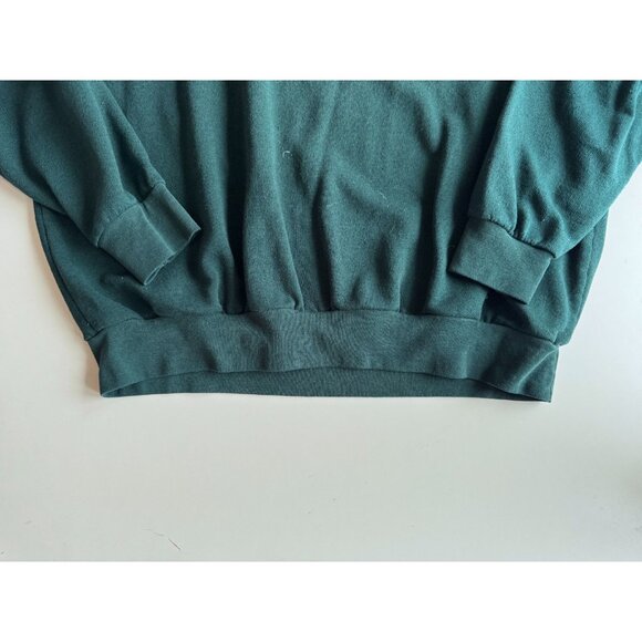 Vintage 90's STYLE STUDIO Dark Green Cat Applique Fleece Sweatshirt, Size L - Picture 10 of 13